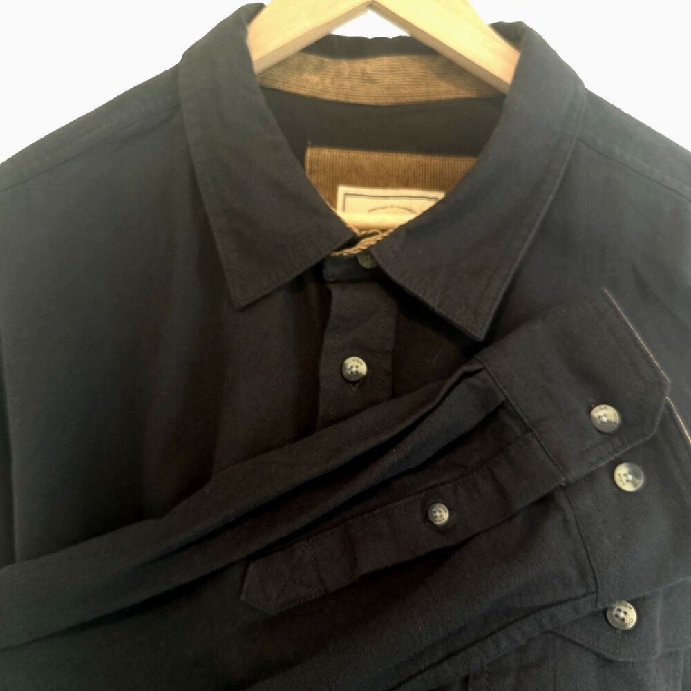 CQR Flannel Shirt Sz XL Black Brown Corduroy Heritage Of Flannels Cabincore Cozy